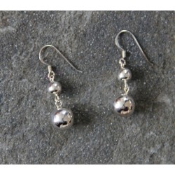 A pair of sterling silver Double Ball Drop Earring